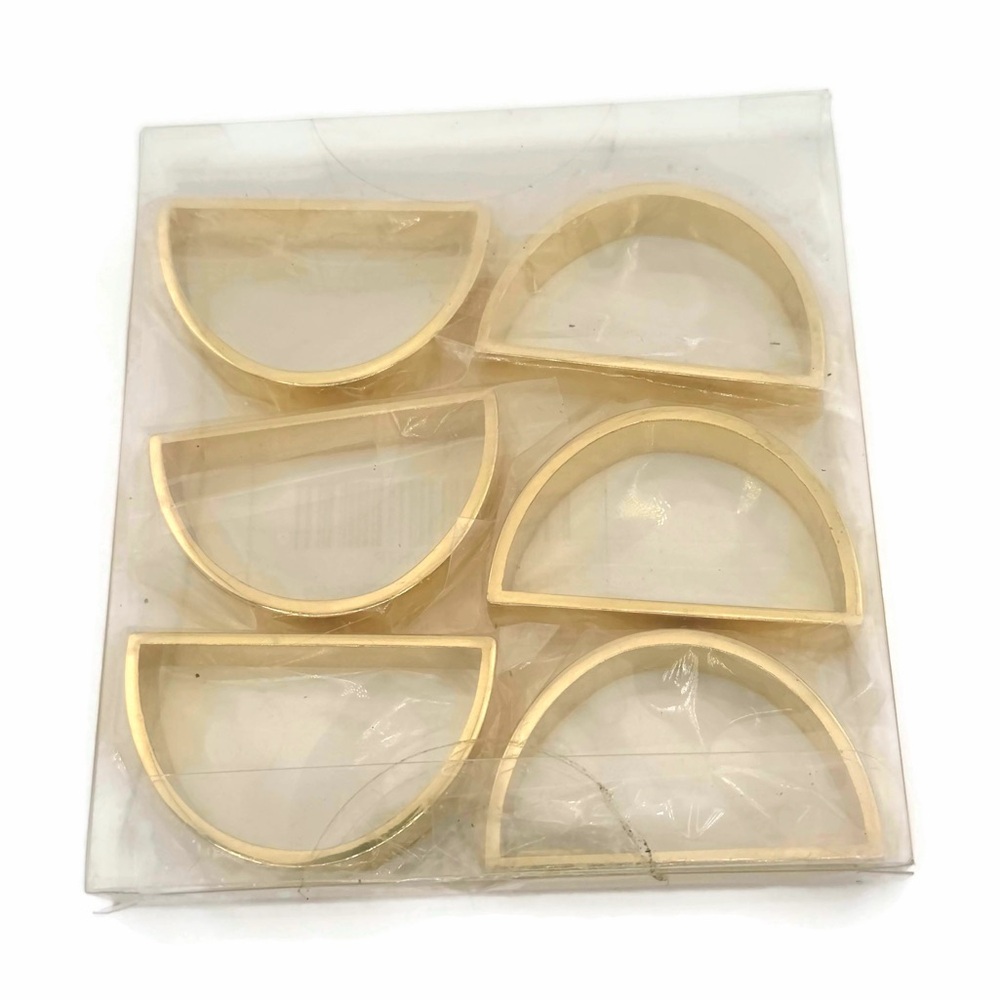 Gold Tone Half-Moon Napkin Rings - Set of 6